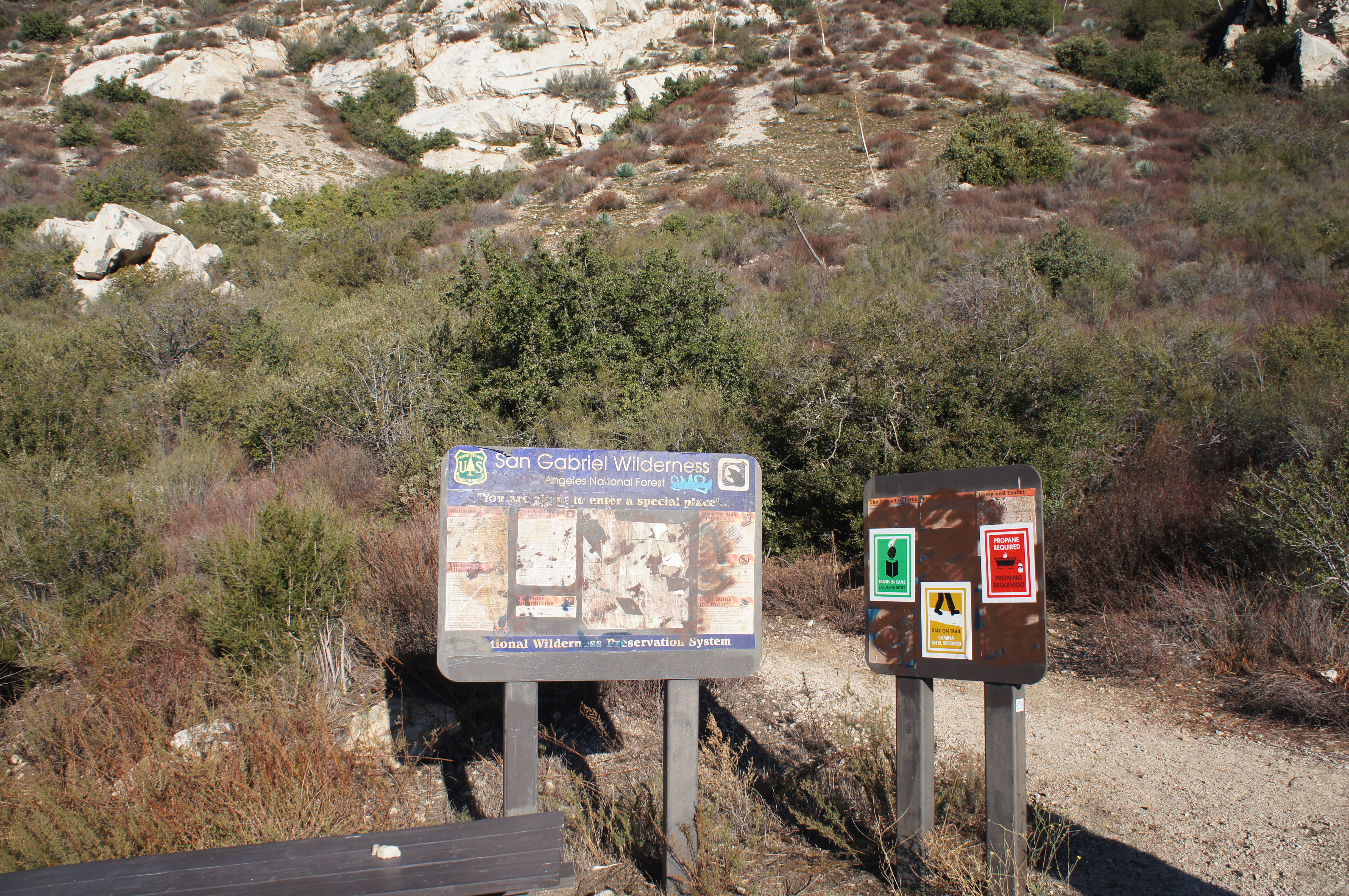 Signs at the trailhead.